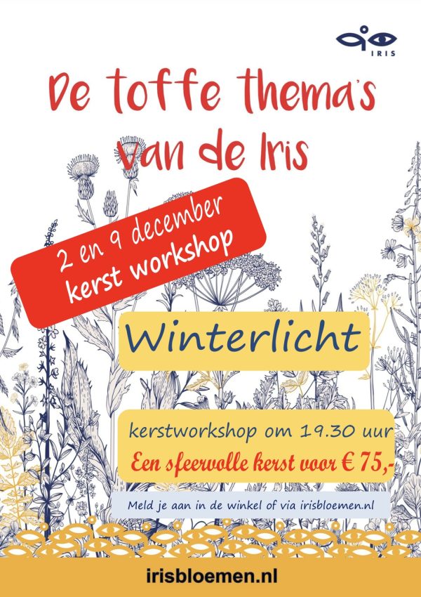 Kerst Workshop<br>dinsdag 9 december<br>om 19:30 uur