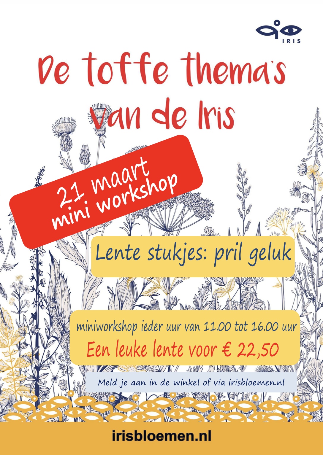 Mini Workshop<br>zaterdag 21 maart<br>om 15 uur